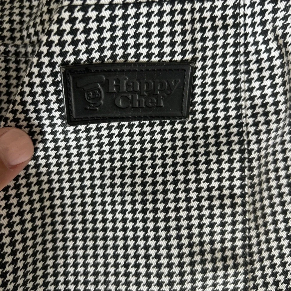 Happy Chef Utility Pants Black White Houndstooth‎ Sz M Pockets Classic MINT Cook